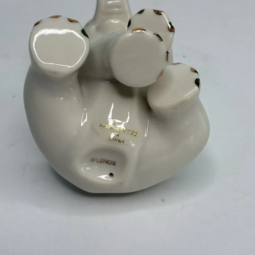 Lenox Porcelain 24k Gold Accent Baby Elephant Figurine Safari 3 1/2in Tall